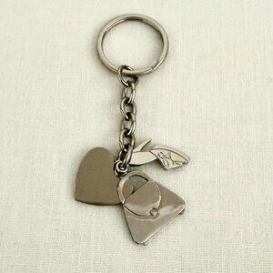 Vintage Nine West Keychain Heart Handbag Heel Charms Silver Tone Y2K 2000s
